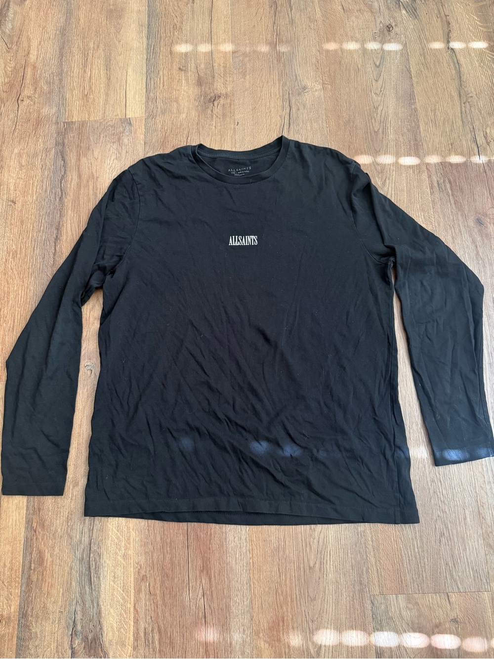 AllSaints Black Long Sleeve Logo Tee - Minimal Chest Print